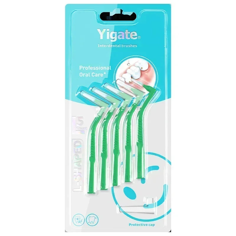 5pcs L-shaped Orthodontics Braces Interdental Brush Clean Between Teeth Mini Toothbrush Inter Dental Cleaning Travel Portable Peaceful Pleasures Health and Wellness 0.8mm