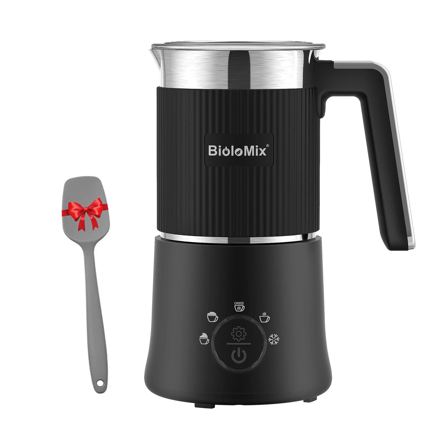 BioloMix 5-in-1 Detachable Milk Frother & Steamer 500W Milk Frother Peaceful Pleasures Health and Wellness Black Russian Federation UK