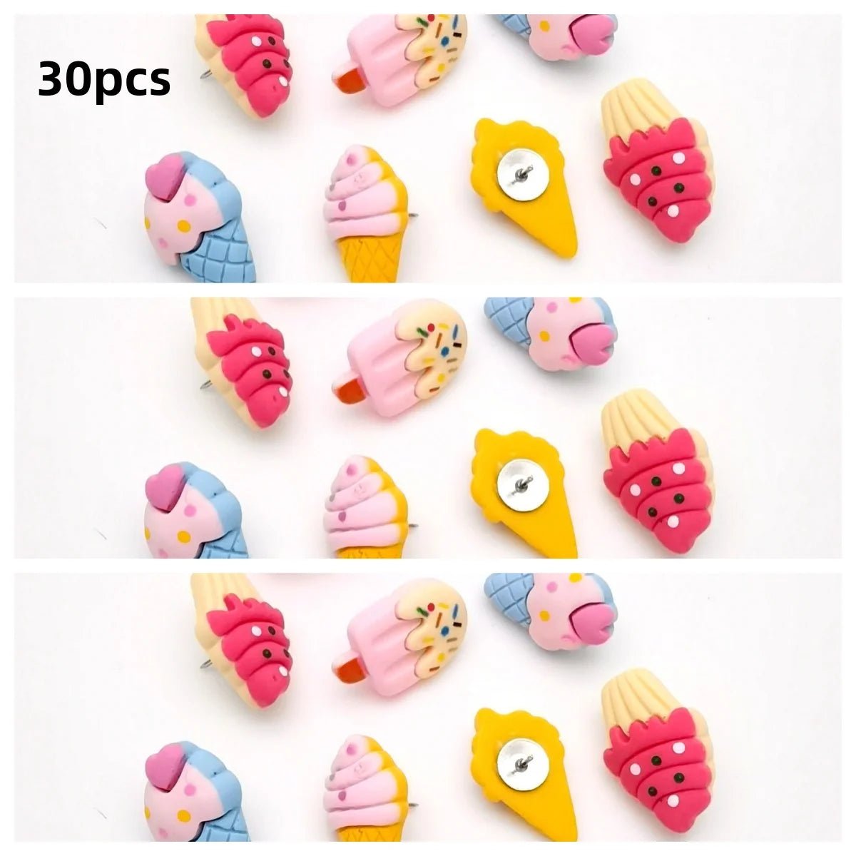 Bview Art Creative Ice Cream Resin Push Pins Flat Head Thumb Tacks