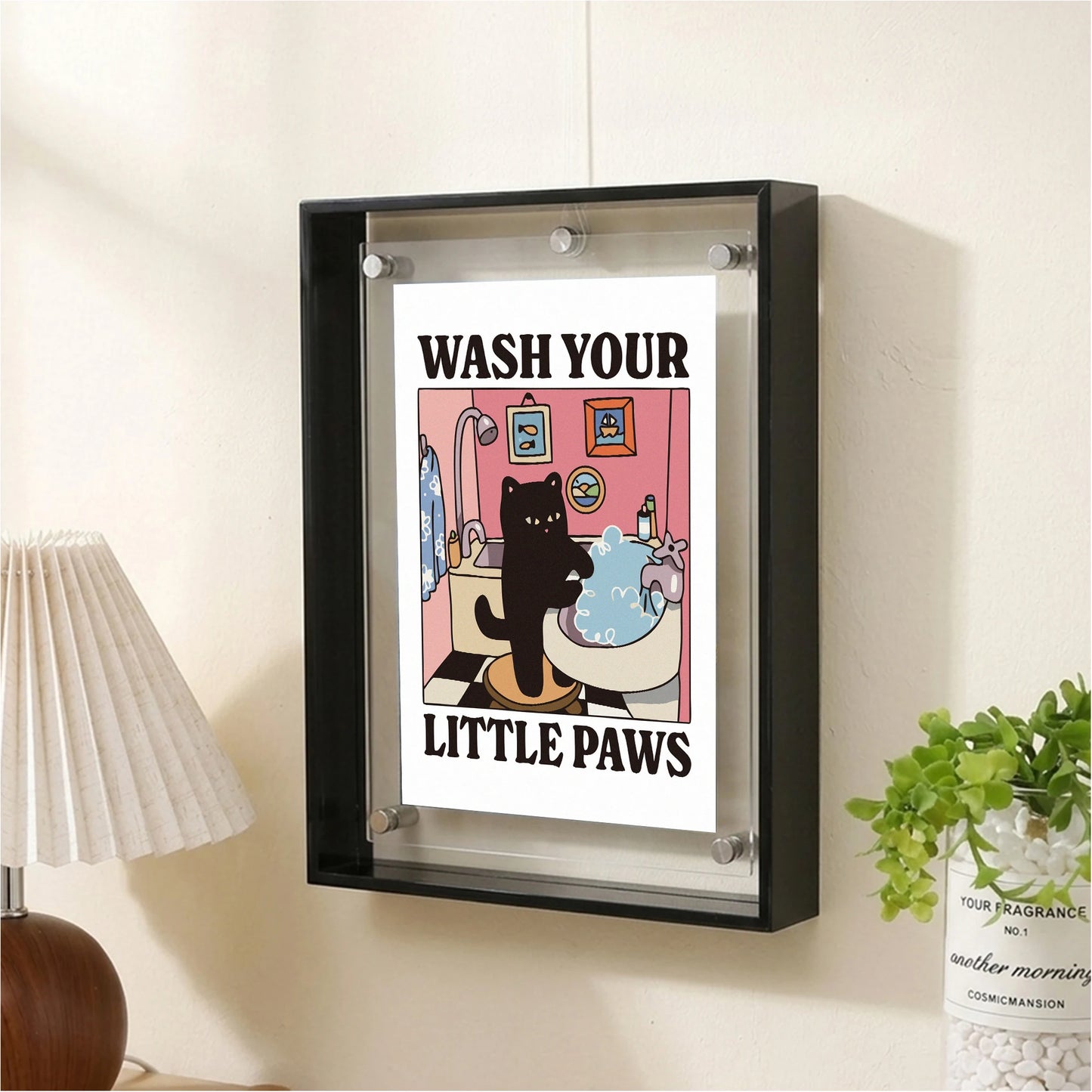 Black Cat Acrylic Picture Frame | Funny Wall Décor Poster