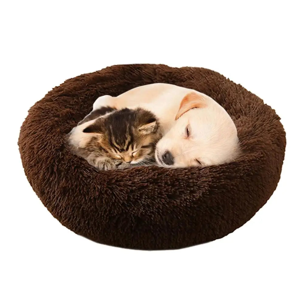 Donut Pet Bed | Plush Faux Fur Round Bed for Cats & Dogs