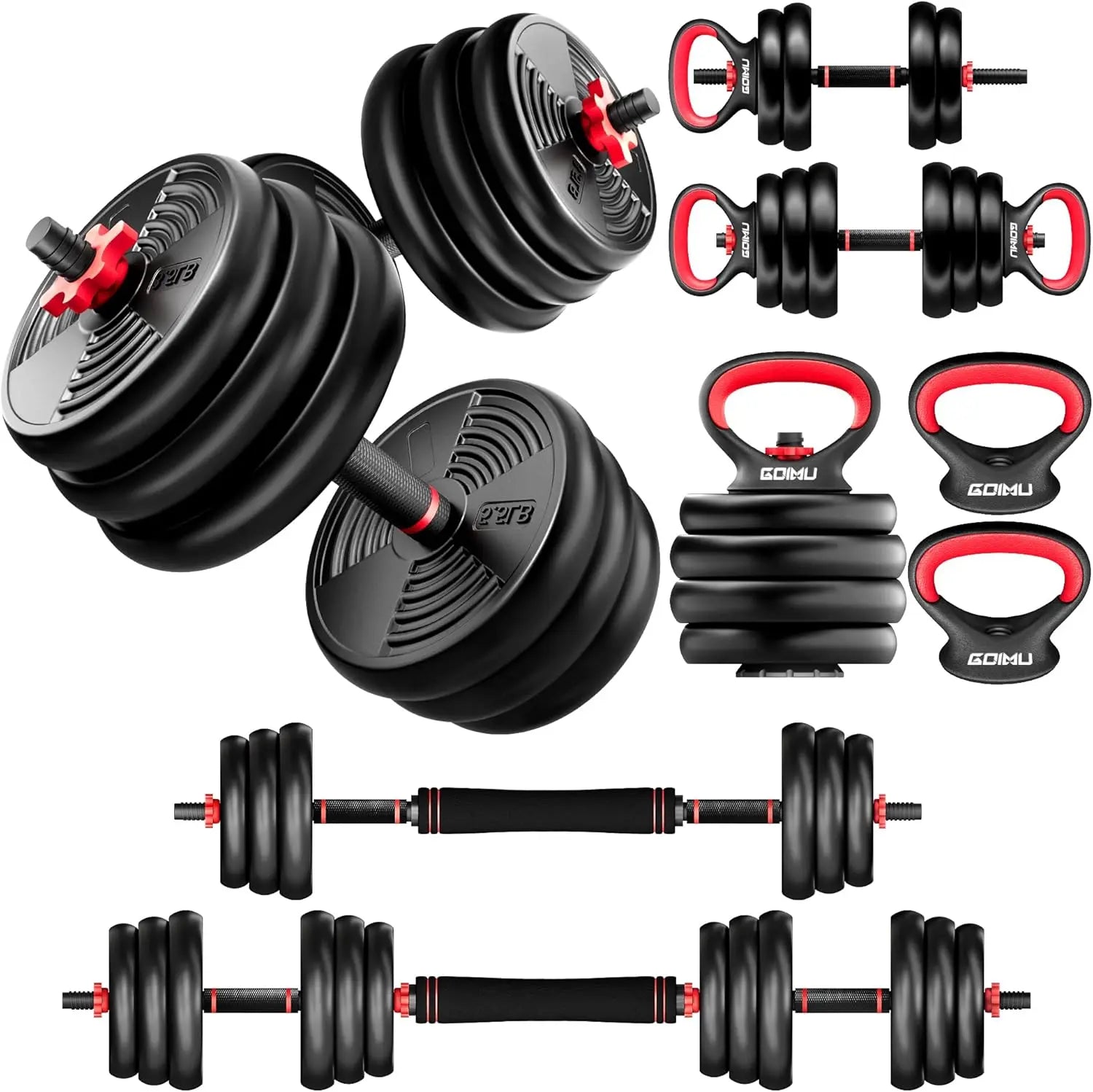Adjustable Dumbbell Set 55/77LBS – 4-in-1 Home Gym Free Weights Fitness Equipment Peaceful Pleasures Health and Wellness United States