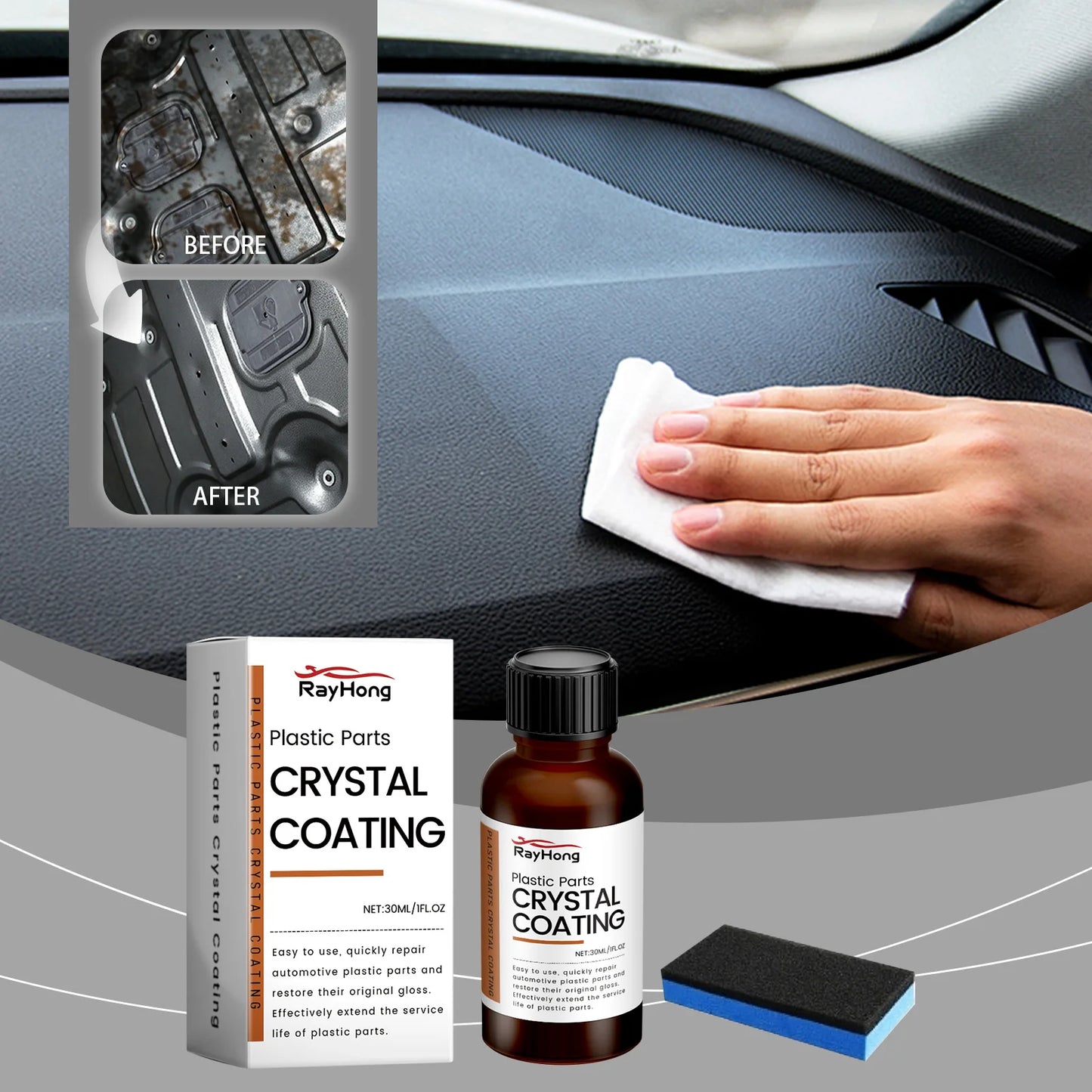 RayHong Crystal Plastic Coating Agent – Car Gloss & Protection