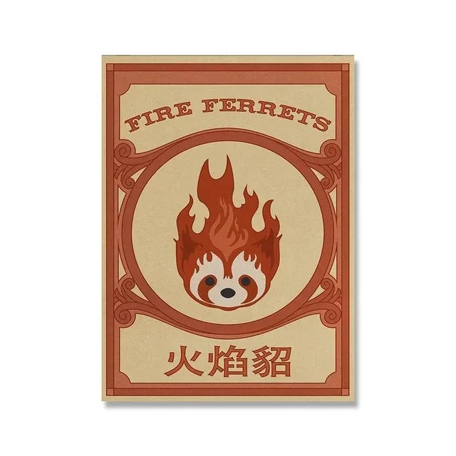 MINISO Last Airbender Wanted Retro Poster Japanese Anime Figure Canvas Painting Wall Art Pictures Room Home Dorm Decor Peaceful Pleasures Health and Wellness