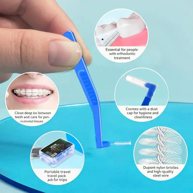 2/5Pcs L-shaped Interdental Brushes Portable Soft Bristle Interdental Cleaners Brushes Travel Peaceful Pleasures Health and Wellness