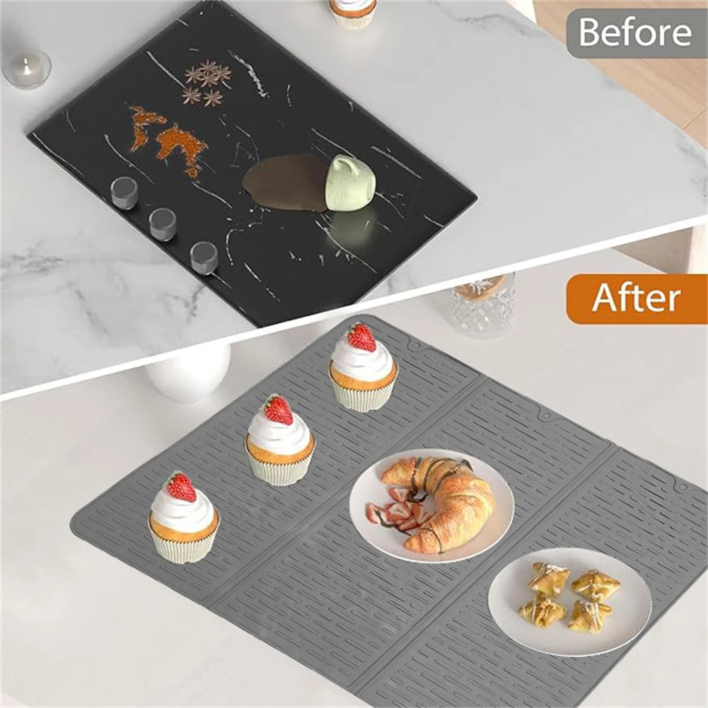Silicone Dish Drying Mat Foldable Drain Pad Non-slip Kitchen