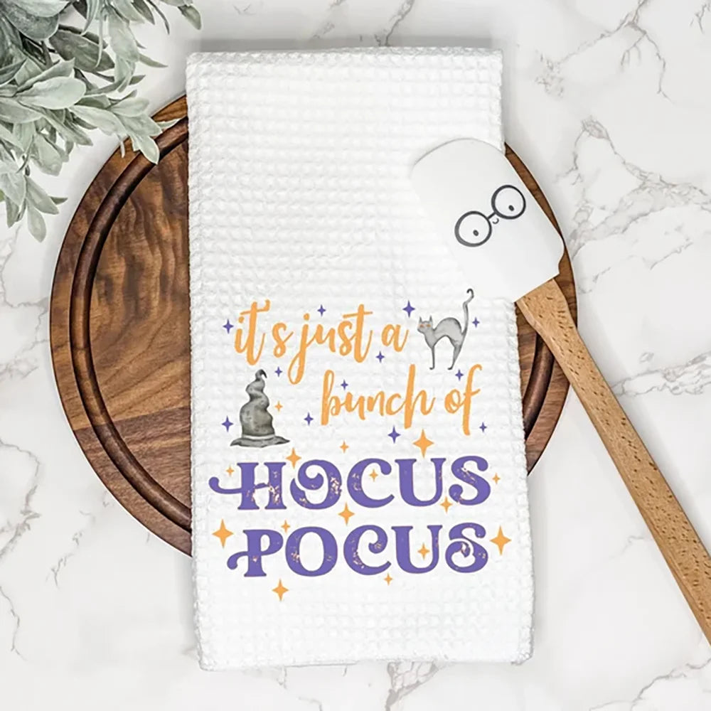 Hocus Pocus Halloween Waffle Tea Towel | Fall Kitchen Decor