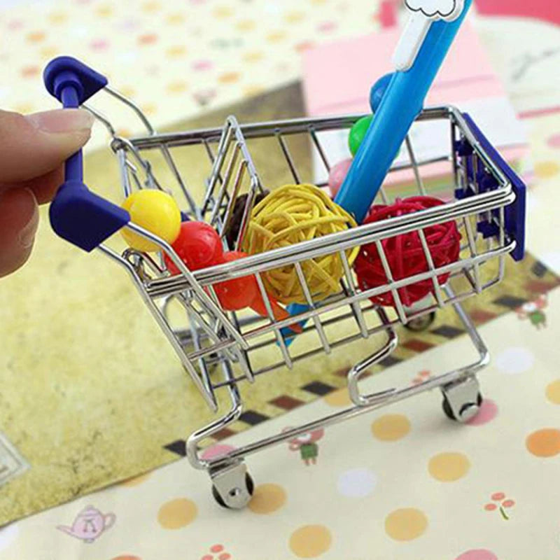 Mini Shopping Cart Toy Creative Handcart for Kids Crafts Display Storage Utility Cart Holder Doll Accessories Gift for Children Peaceful Pleasures Health and Wellness
