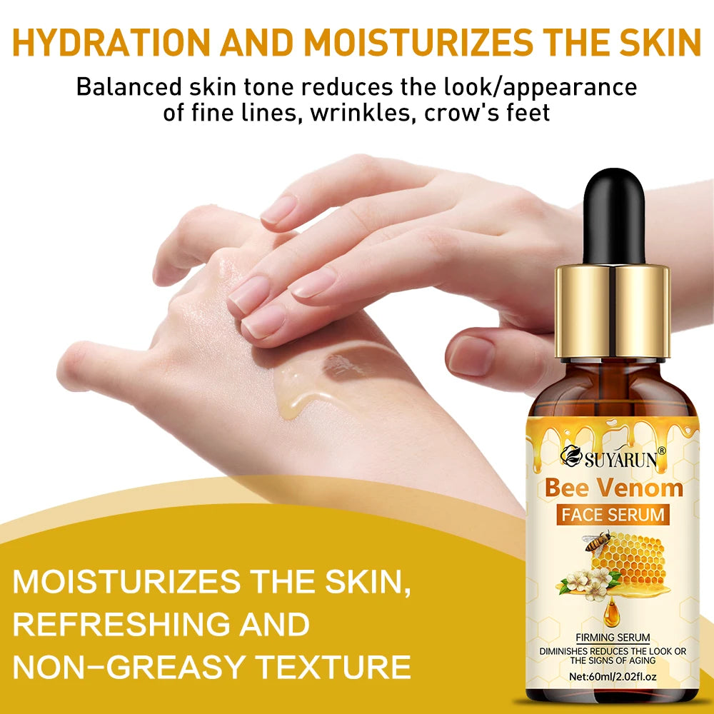 SUYARUN Bee Venom Facial Serum - Anti-Aging Firming Essence for Wrinkle Reduction & Youthful Glow. Peaceful Pleasures Health and Wellness