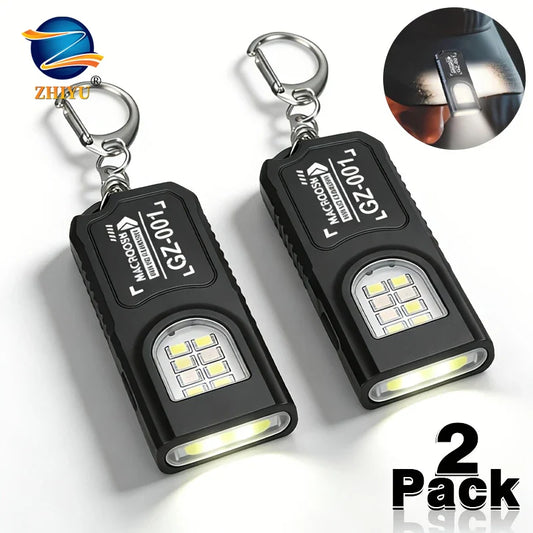 2-Pack Mini EDC Keychain Flashlight USB-C Rechargeable Magnetic Keychain Flashlight Oasis Select
