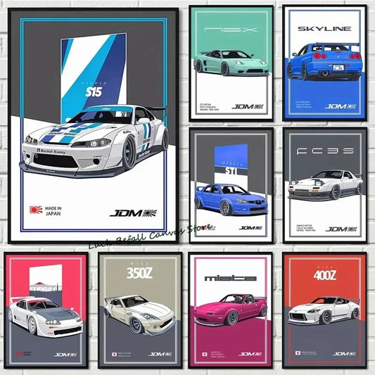 JDM GTR Sports Car Canvas Wall Art Poster | Boys Room Decor Canvas Wall Art Peaceful Pleasures Health and Wellness