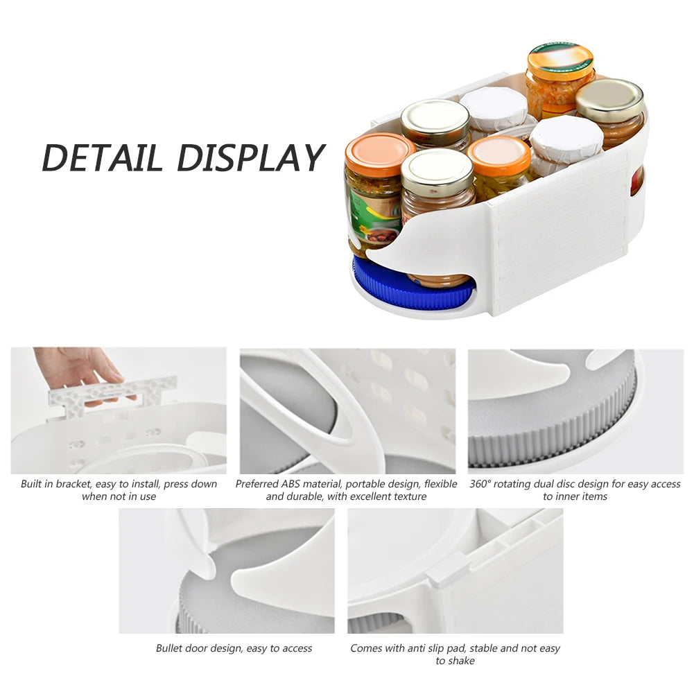 360° Rotating Kitchen Turntable Organizer | Fridge Spice Rack