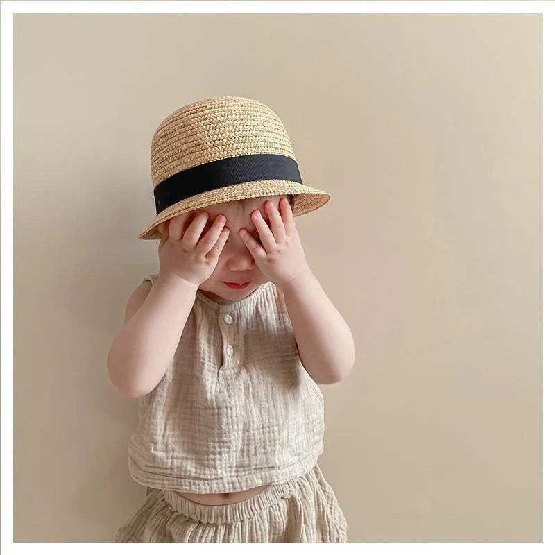 Baby Straw Bowler Sun Hat | Cute Toddler Beach Hat 1-3Y