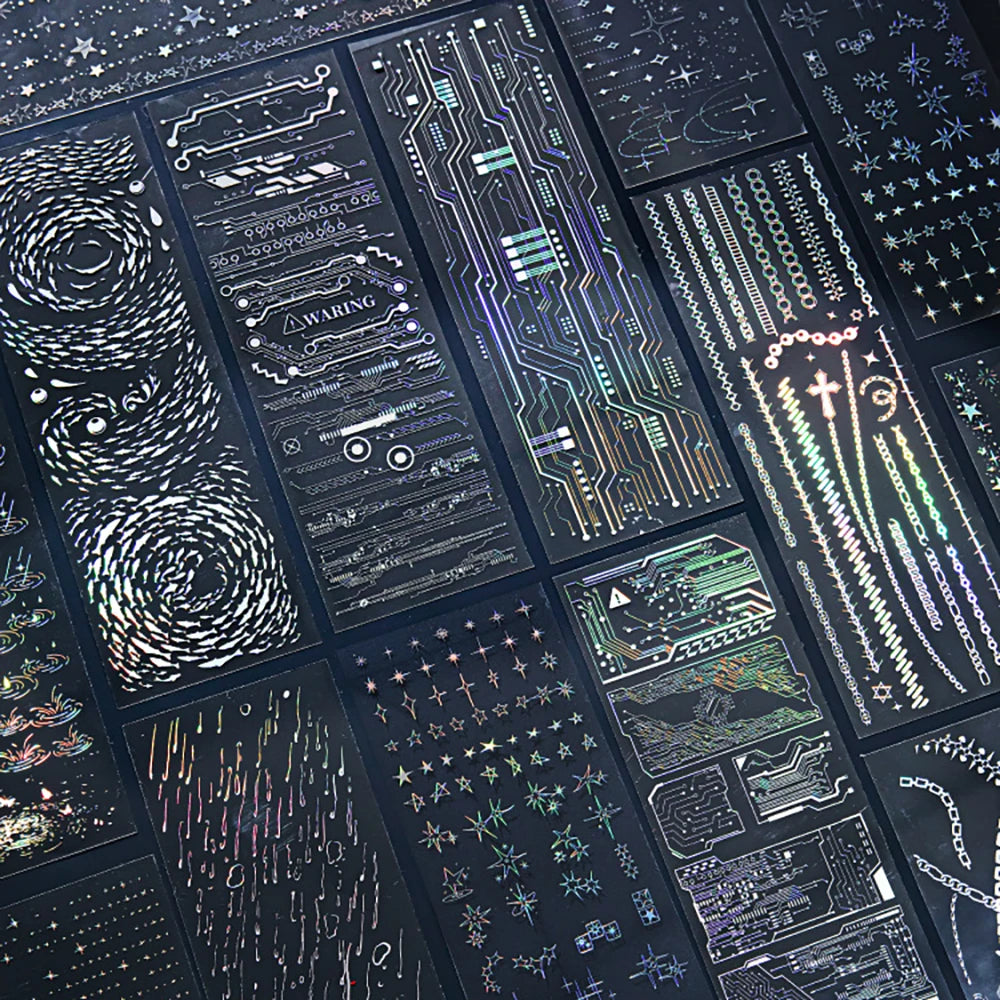 3 Sheets Element Collection Series Laser Stickers Ins Versatile