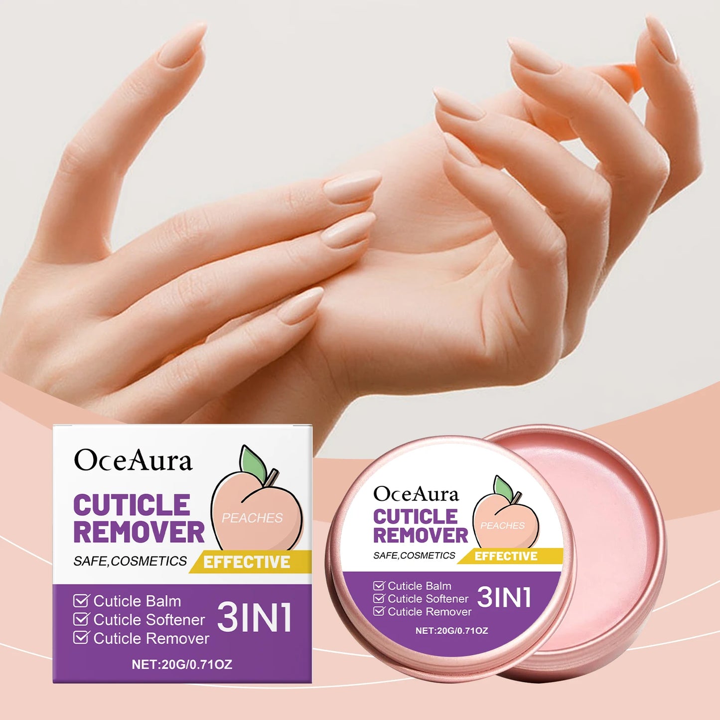 OceAura Peach Cuticle & Hand Cream – Moisturizing Nail Balm