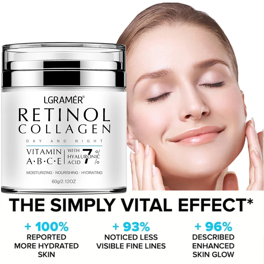 Retinol Anti-Aging Face Cream – Collagen & Hyaluronic 60g Peaceful Pleasures Health and Wellness