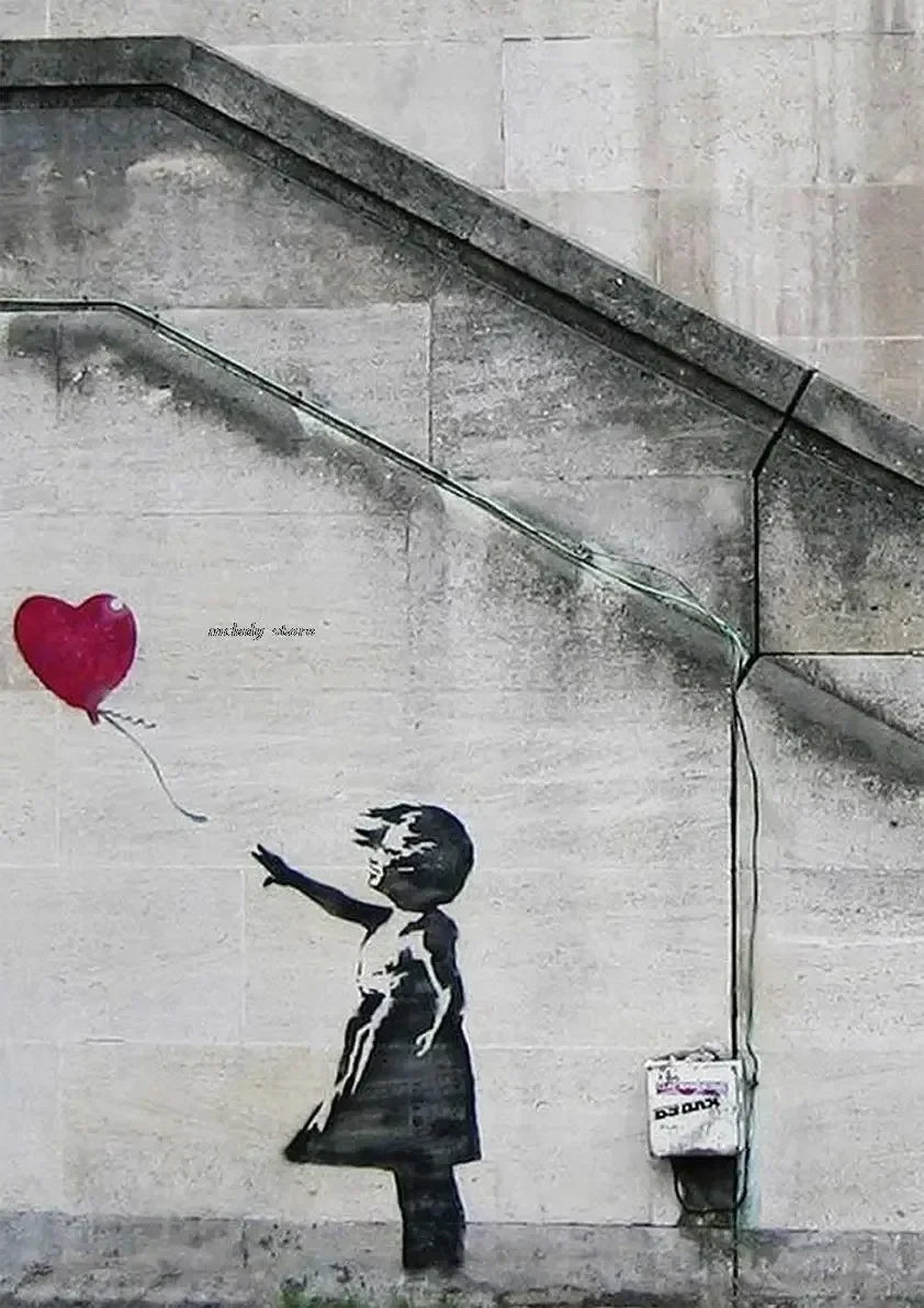 Banksy Girl with Red Balloon Canvas Wall Art | Street Art Decor