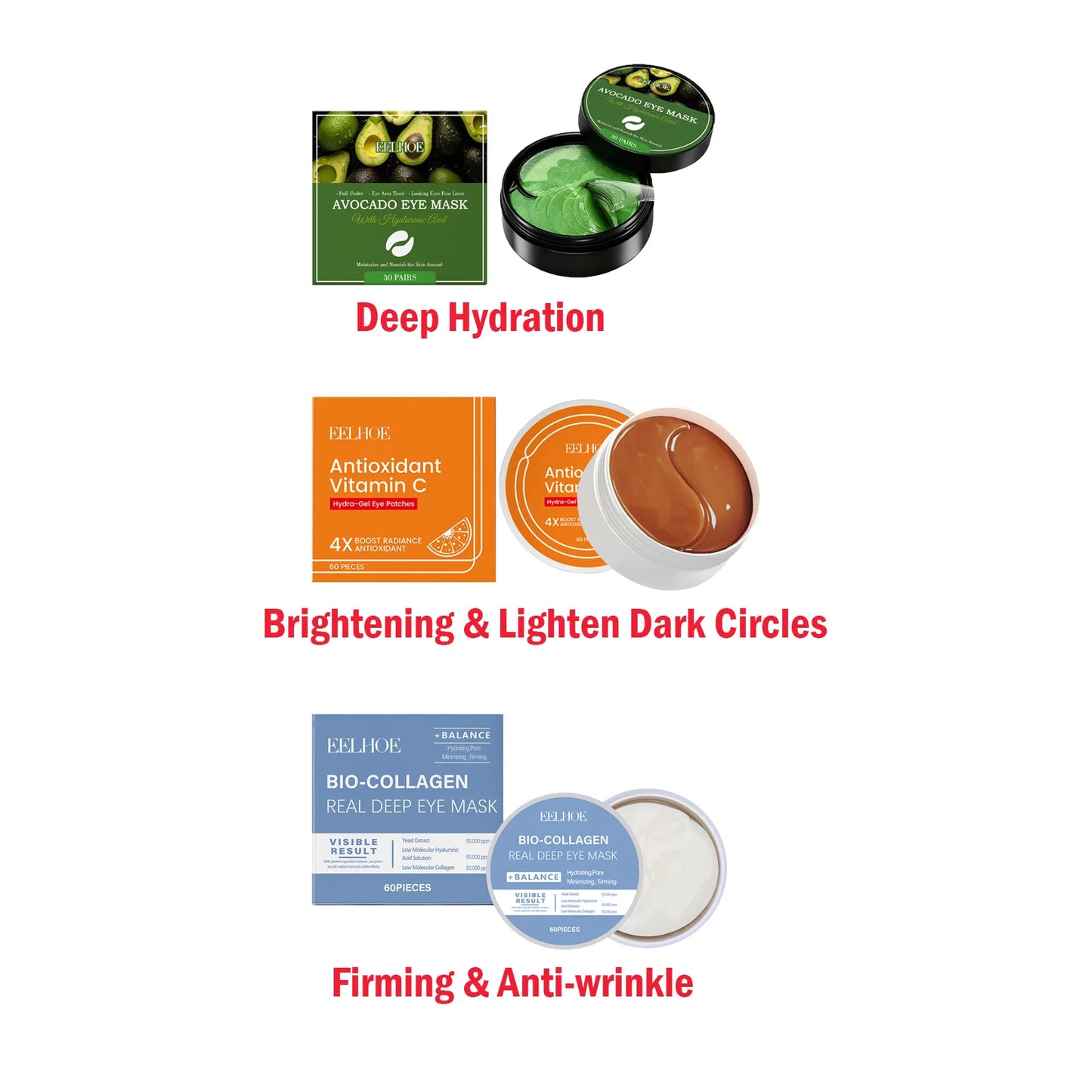 Under Eye Patches – Hyaluronic Acid, Collagen & Vitamin C