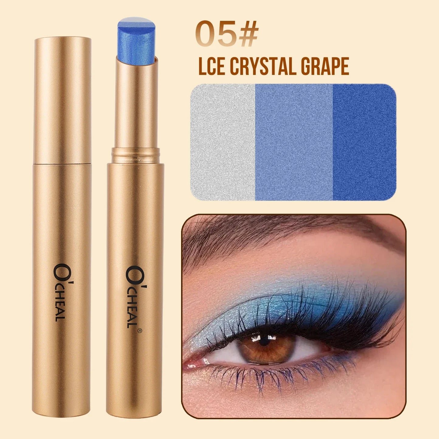 O'CHEAL 3-Color Gradient Glitter Eye Shadow Stick – Waterproof