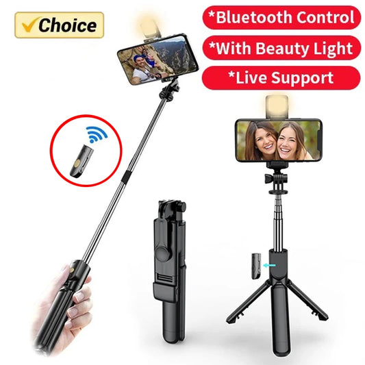 3-in-1 Selfie Stick Tripod with Fill Light & Bluetooth Remote
