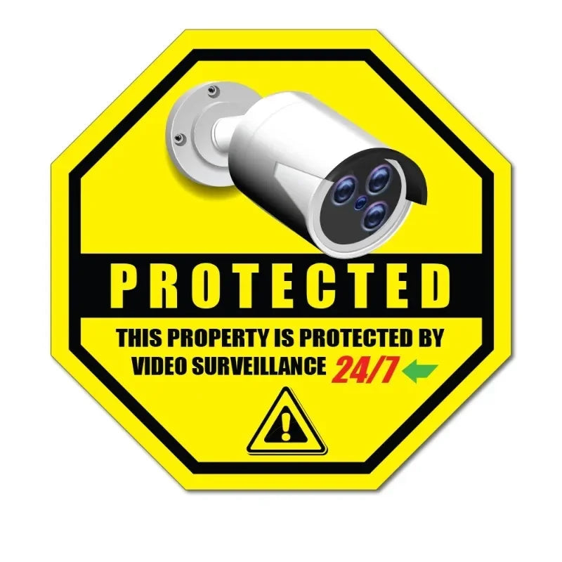 4Pcs 3.5inches Security Camera Surveillance Car Sticker CCTV System Video Protected Notice Decal for Window Wall Peaceful Pleasures Health and Wellness