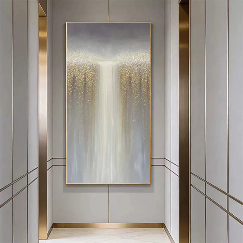 Hand Painted Canvas Oil Painting Abstract Waterfall Landscape Poster Wall Art Picture Home Decor Mural For Living Room Bedroom Peaceful Pleasures Health and Wellness