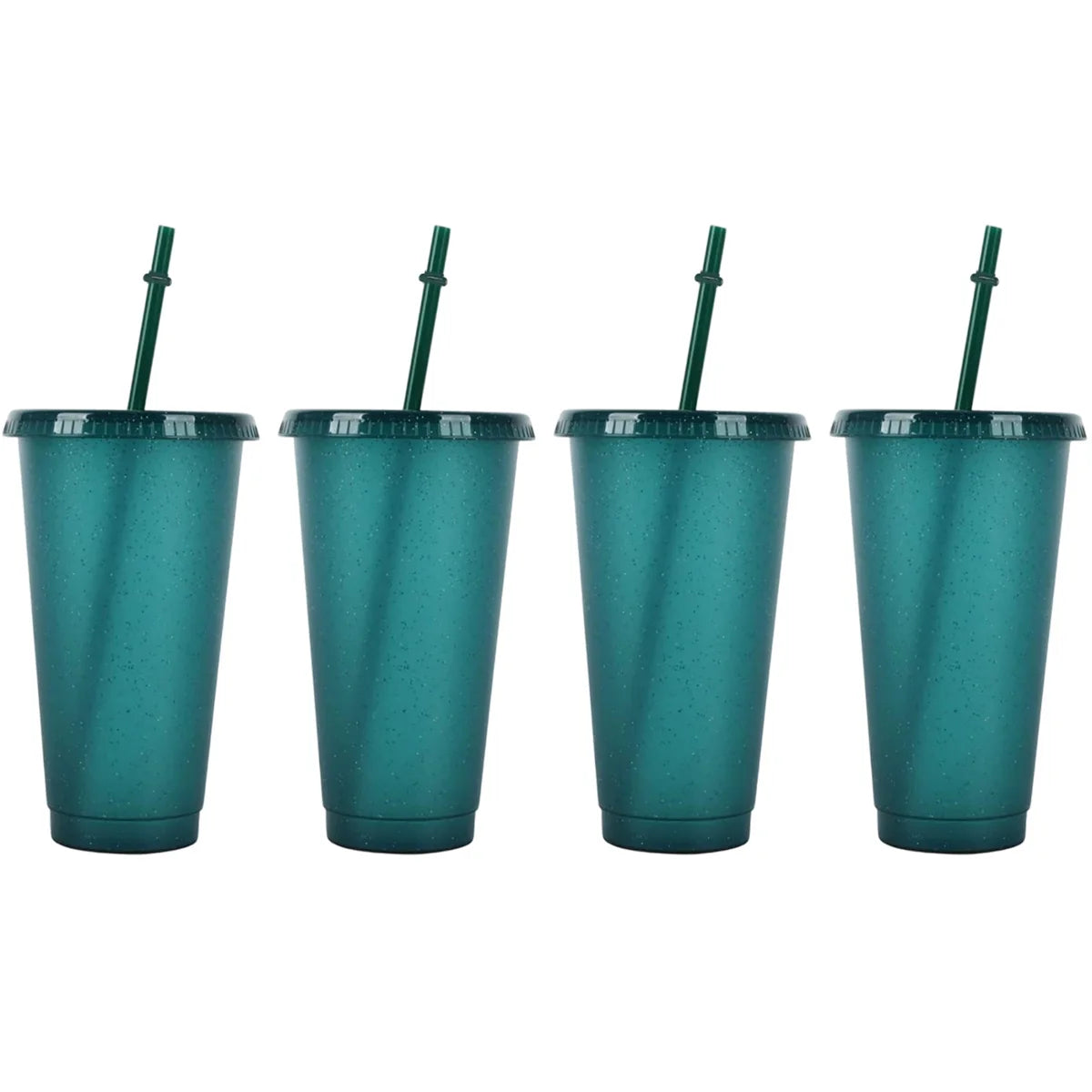 2/4Pcs Reusable Plastic Cup, 710ml Drinkware Tumblers, Coloured Acrylic Cups Tumblers with Lids and Straws, Plastic Bulk Cup Peaceful Pleasures Health and Wellness 4pcs green