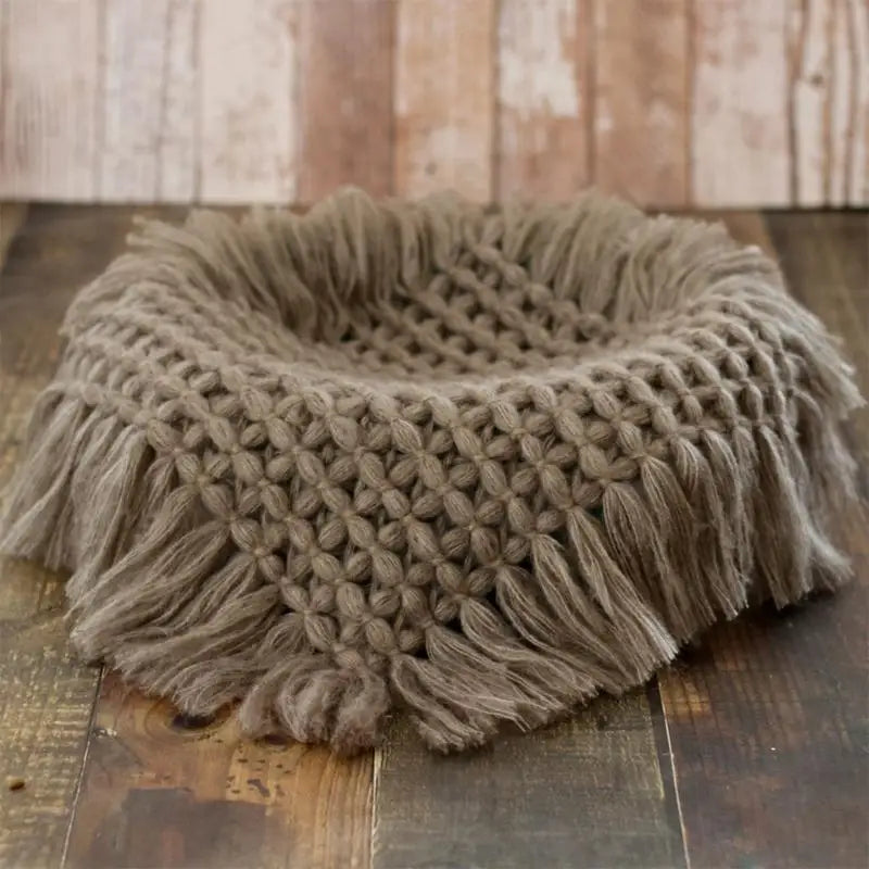 Handmade Knit Newborn Photography Blanket | Cotton Posing Prop