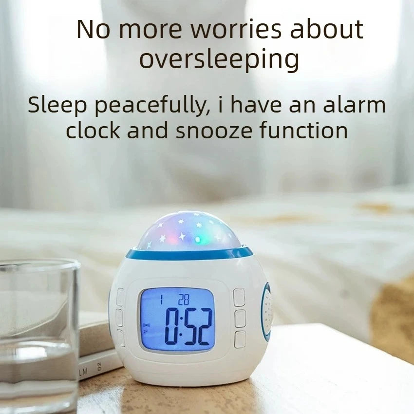 LED Alarm Clock with Star Sky Projection Light Color Changing Bedside Night Light for Kids Bedroom Peaceful Pleasures Health and Wellness