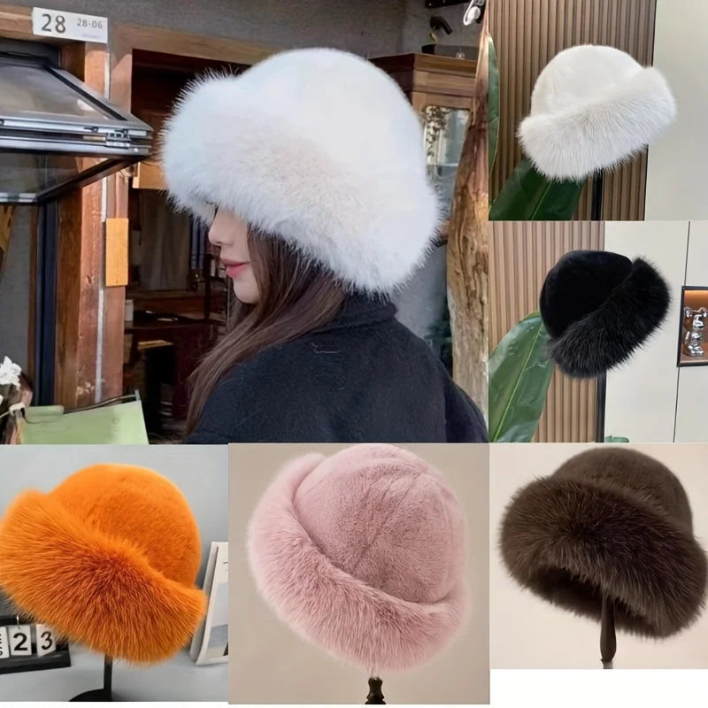 1pc Winter Thicken Faux Fur Fisherman Hat for Women, Windproof Snowproof Pilot Hat, Ear Protection Cap for Outdoor Riding Skiing Peaceful Pleasures Health and Wellness