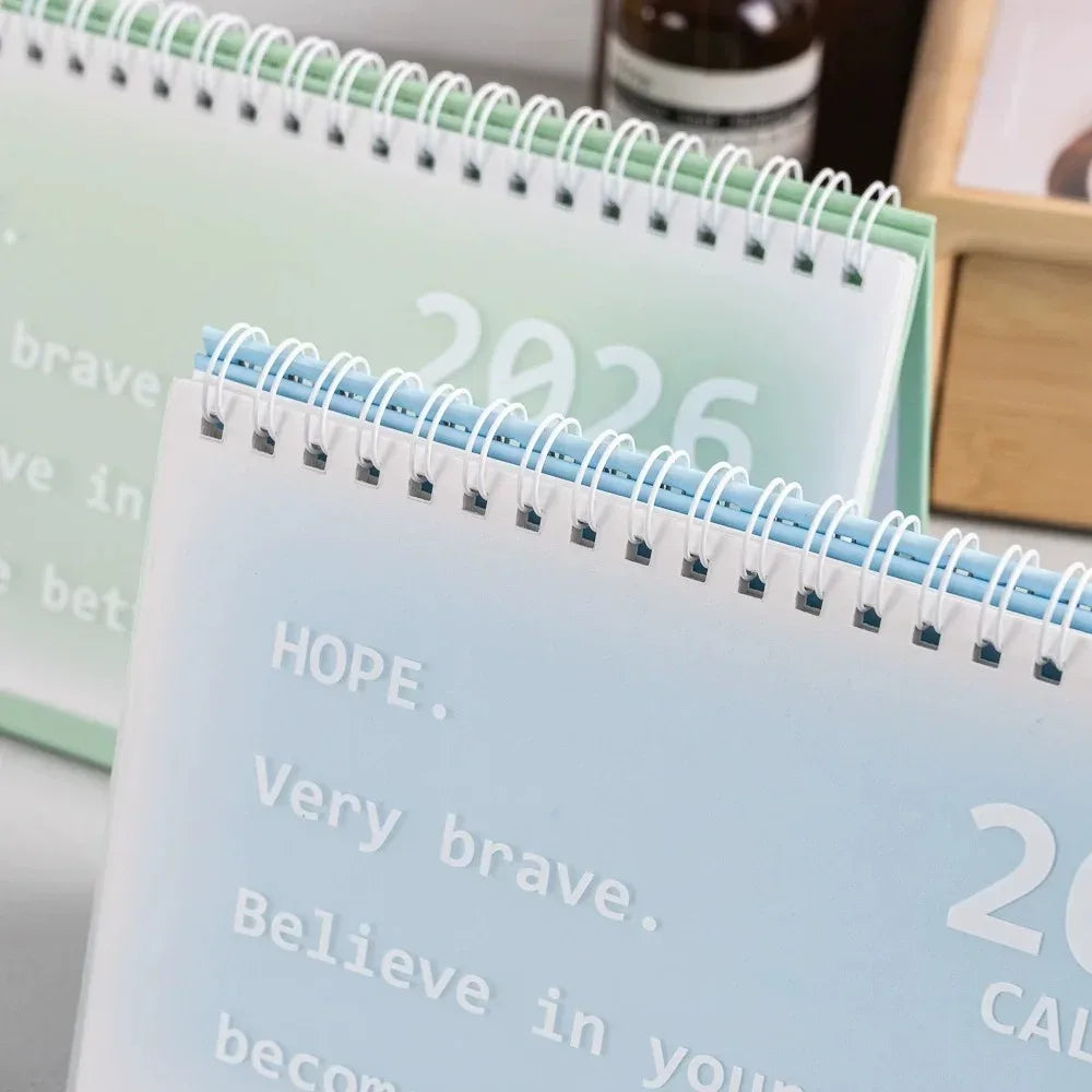 2026 Korean Calendar Simple, Fresh and Creative Desktop Decoration Plan Check in Notebook Peaceful Pleasures Health and Wellness
