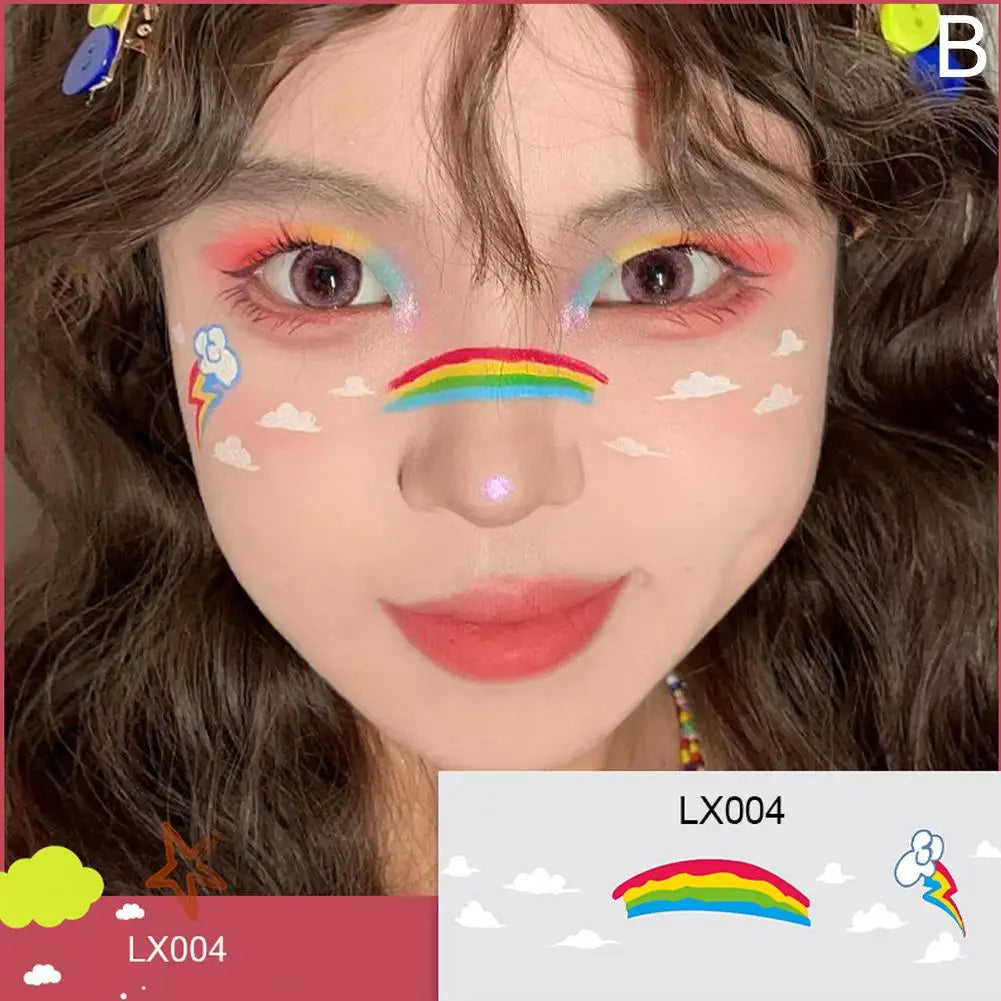 Love Heart Face Temporary Tattoos – Waterproof Stickers