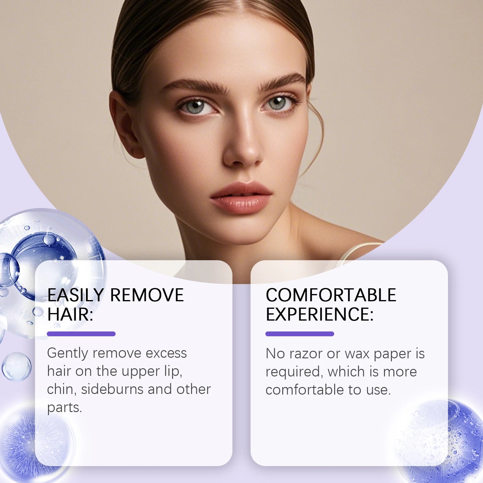 Hair Removal Cream for Face Painless Gentle Hair Remover Protect Pores from Clogging Non-irritating Nourish Smoothing Skin Care Peaceful Pleasures Health and Wellness