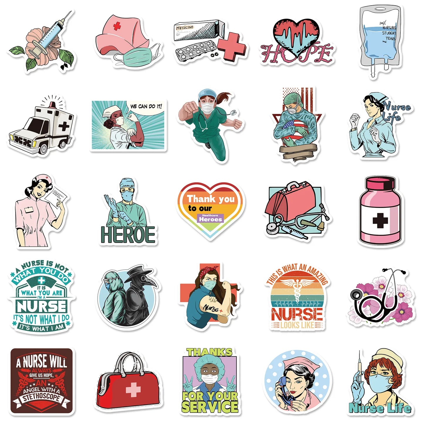 Nurse Stickers Waterproof Decals Nurses Week Medical Themed DIY