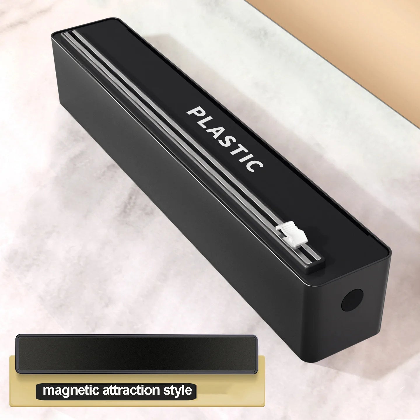 1PC Plastic Wrap Cutter with Magnetic Wall Mount, 2-Way Slide Dispenser Box for Cling Film, Aluminum Foil, Baking Paper Peaceful Pleasures Health and Wellness Magnetic suction Excluding cling film