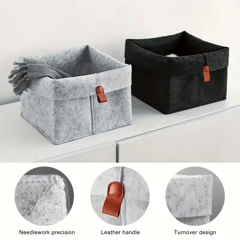 Felt Storage Basket | Foldable Organizer Bin – Home, Dorm & Office