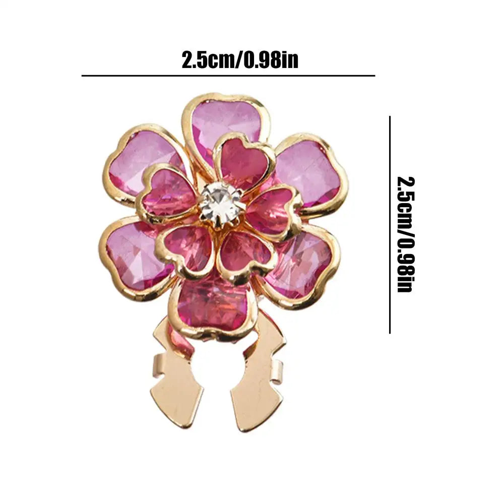 Flower Button Covers – Clip-On Rhinestone Decorative Shirt Buttons