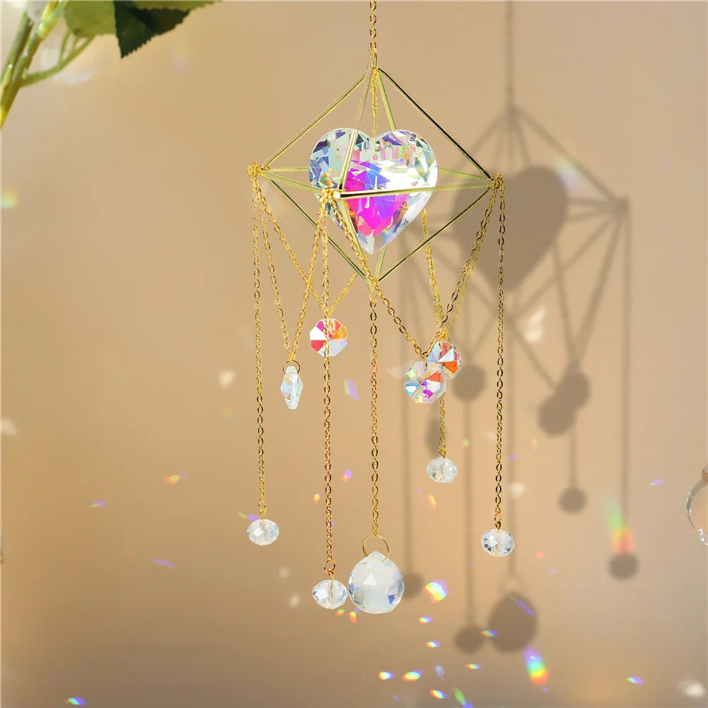 Crystal Wind Chime – Star Moon Rainbow Prism Dream Catcher Decor Peaceful Pleasures Health and Wellness