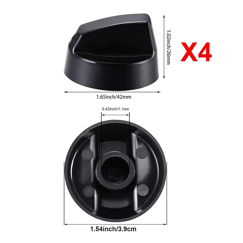 4-Pack Universal Gas Stove Control Knobs with 12 Adapters