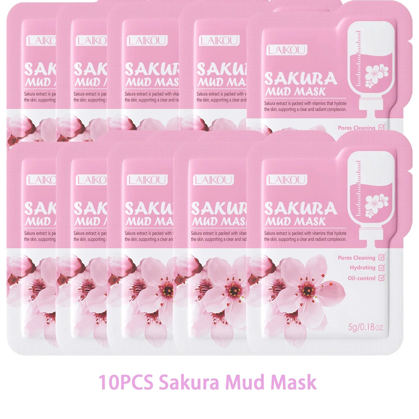LAIKOU Sakura Clay Mud Mask – Hydrating & Oil Balancing