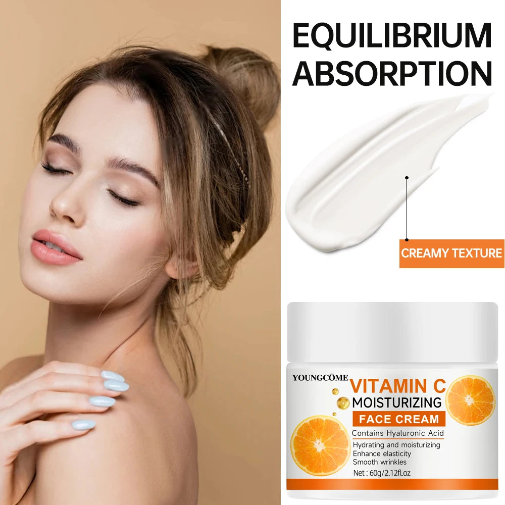 Vitamin C Moisturising Cream Repair Anti-aging Essence Facial Skin Care Contains Hyaluronic Acid Dark Spot Remover Moisturizing Peaceful Pleasures Health and Wellness