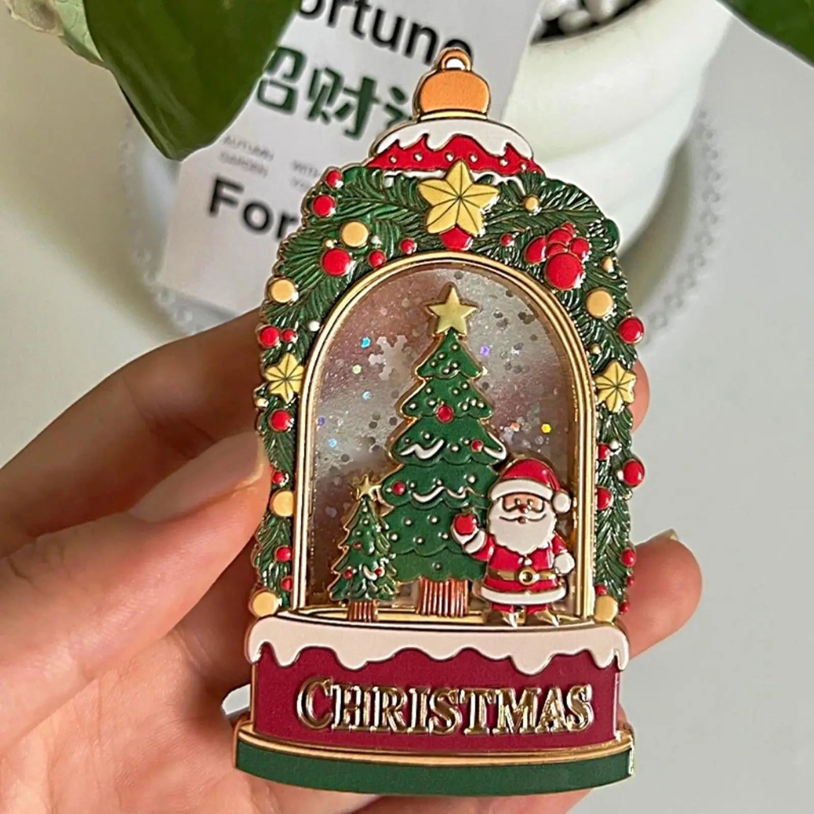 Christmas Quicksand Fridge Magnets – Festive Metal Decal Ornament Fridge Magnet Ornament Peaceful Pleasures Health and Wellness
