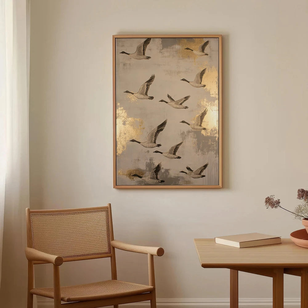 Sage Green Gold Japandi Art Print Flying Birds Wall Art Abstract Sun Art Living Room Decor Japanese Wall Art Bedroom Decor Gift Peaceful Pleasures Health and Wellness