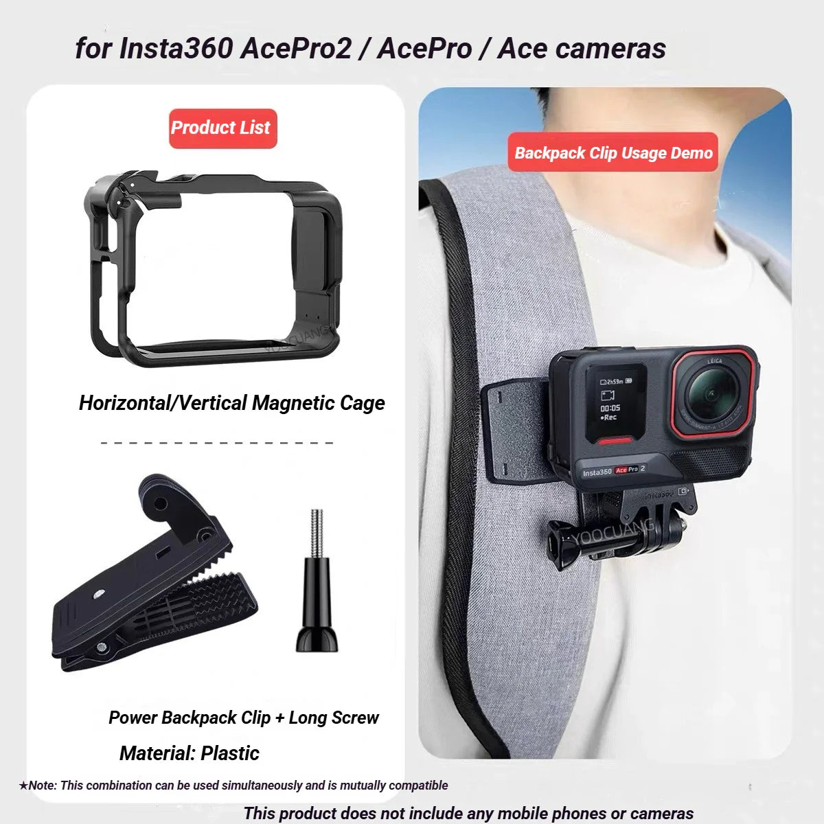 aMagisn Plastic Cage for Insta360 Ace Pro 2 / Ace Pro / Ace
