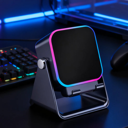 Folding Phone Stand with Bluetooth Speaker & LED Light – 10W Phone Stand Speaker Peaceful Pleasures Health and Wellness