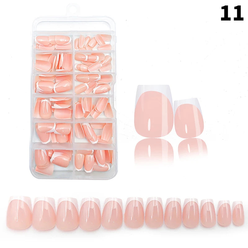 120pcs/box Nude Pink Matte French Press On Nails 12sizes Extra Long Square Full Cover Soft Gel False Nail Tips Nail Extension Peaceful Pleasures Health and Wellness FUS DBL
