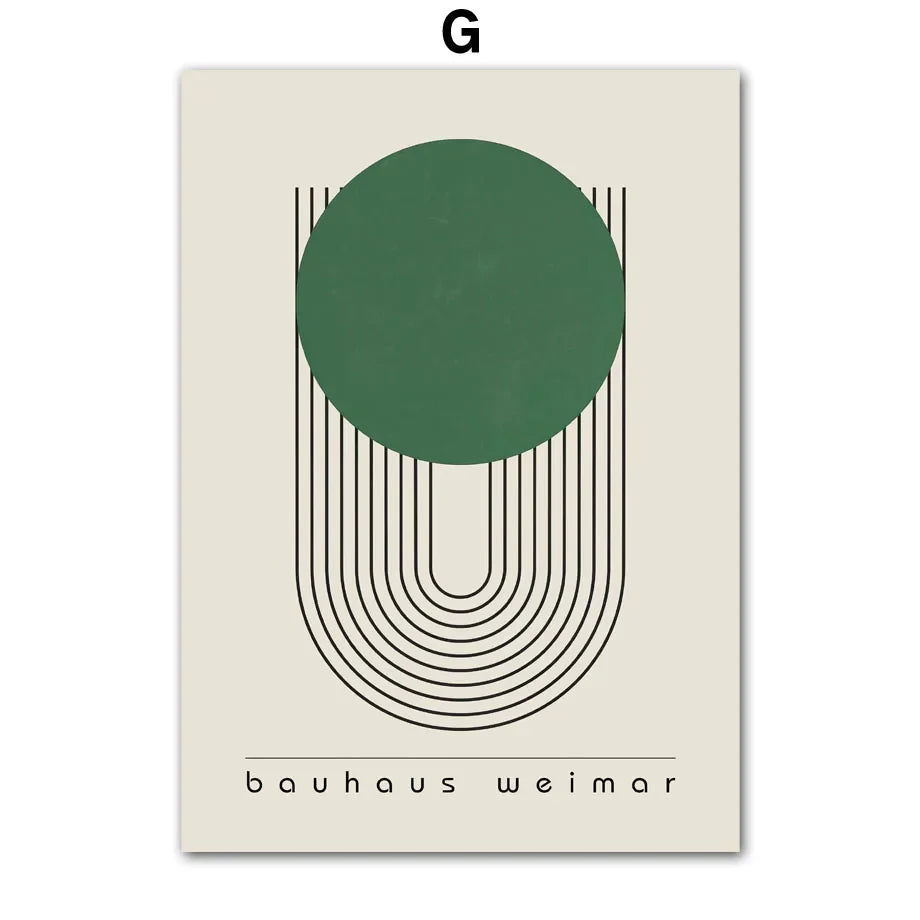Scandinavian Bauhaus Green Color Block Canvas Wall Art Print