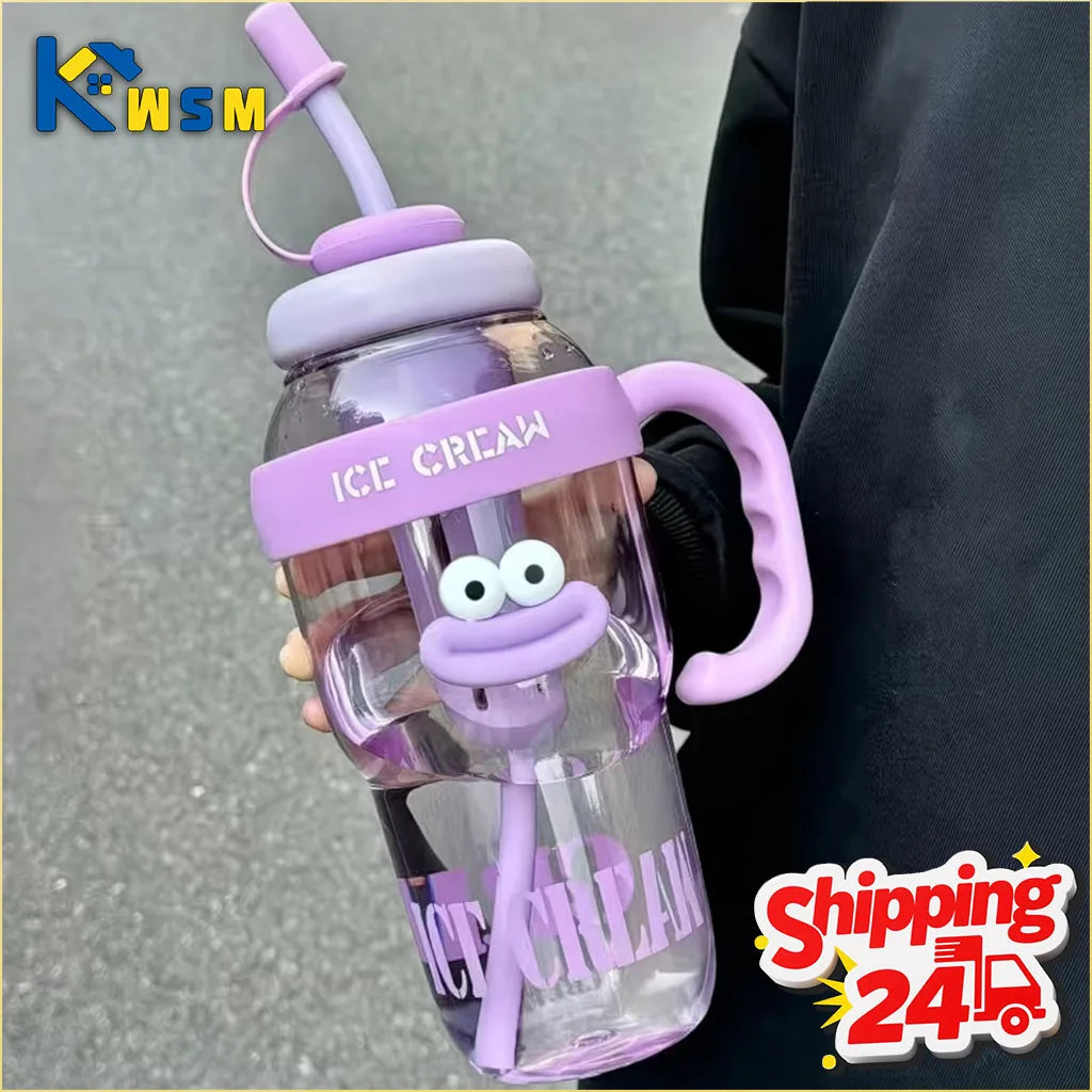 1100ml Water Bottle with Straw, Infuser & Leak-Proof Lid