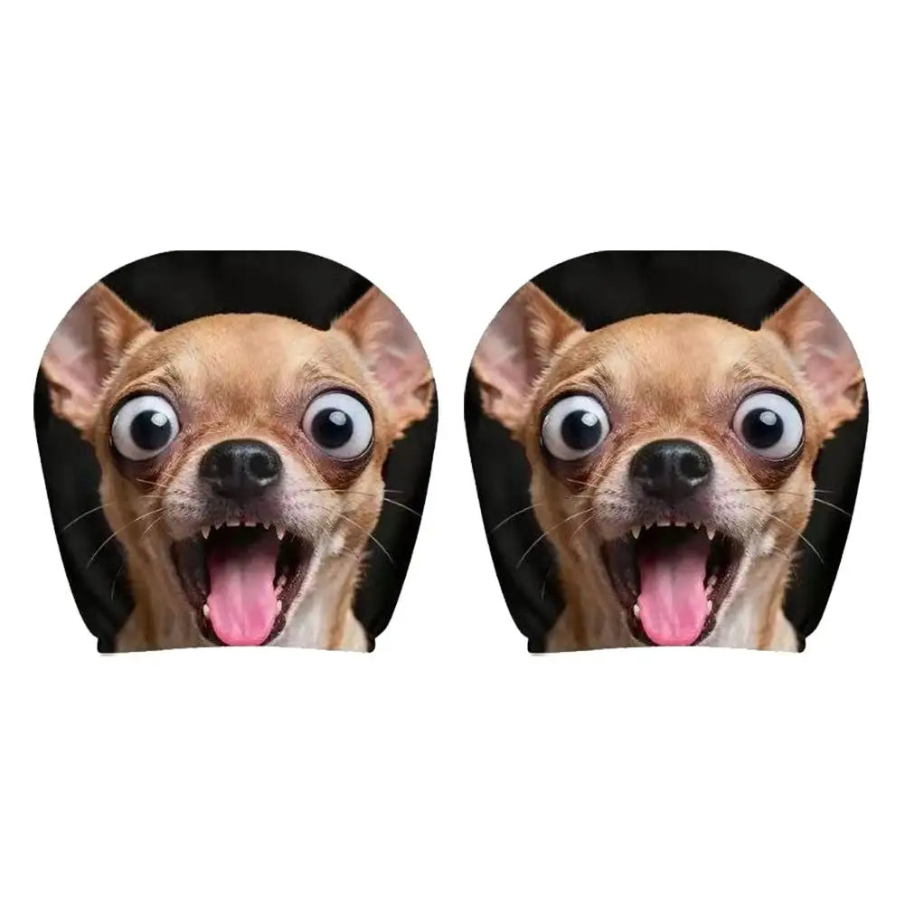 2PCS Funny Animal Car Headrest Covers Universal Auto Seat Neck Pillowcase Cute Cat Dog Monkey Pattern Interior Decor for Sedan Peaceful Pleasures Health and Wellness E