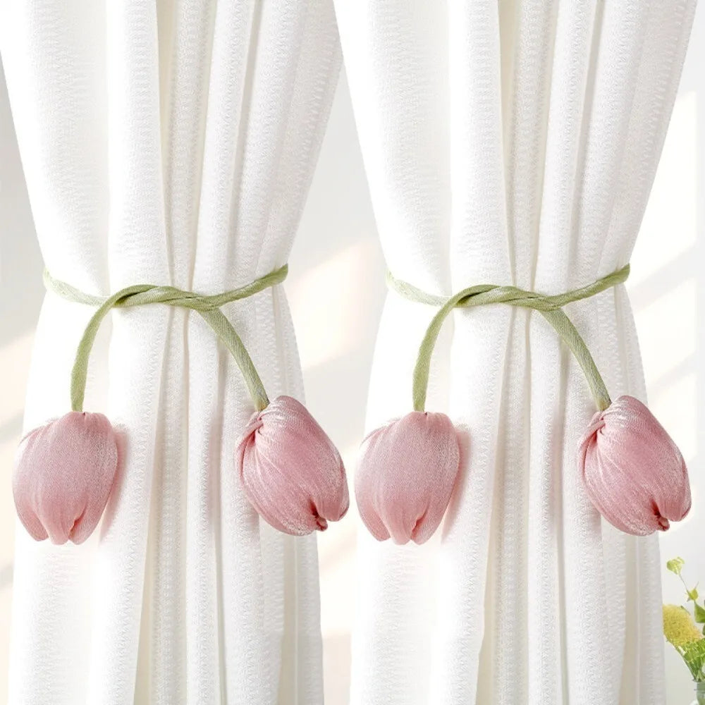 Tulip Curtain Tiebacks | Adjustable Cotton Tie Rope, Set of 2